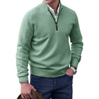 heren zip-up trui met opstaande kraag in groen
