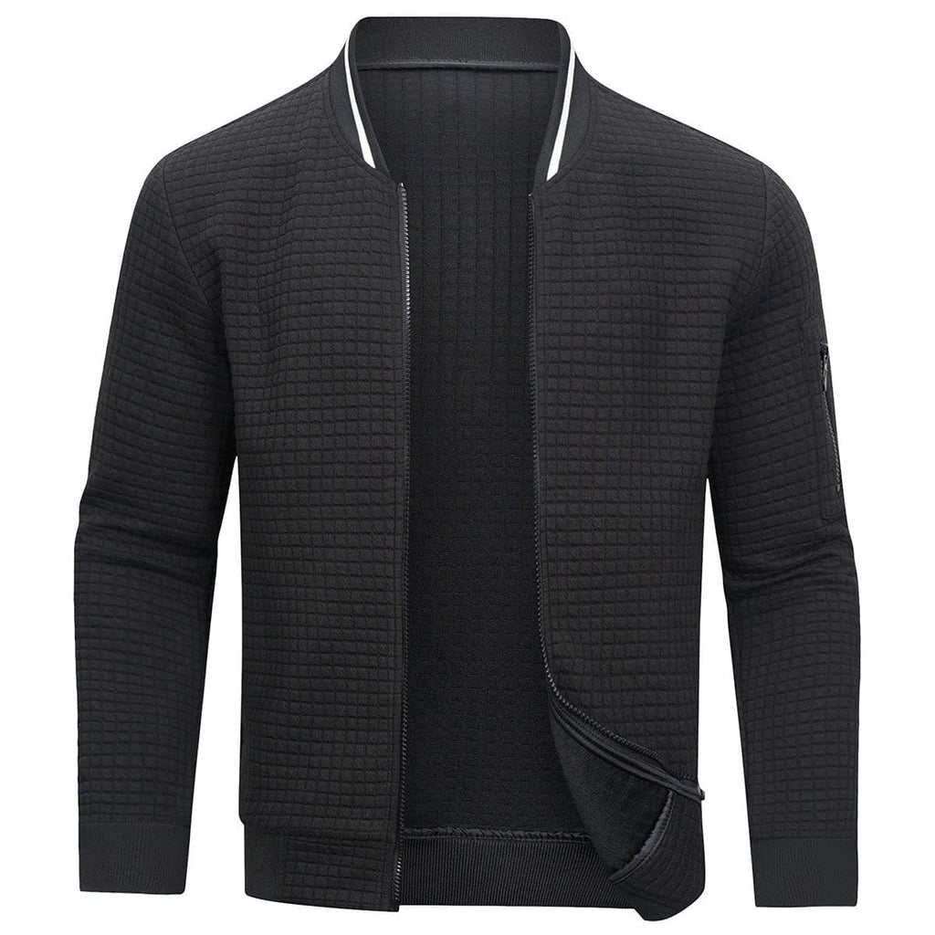heren zip-up trui met rits in zwart