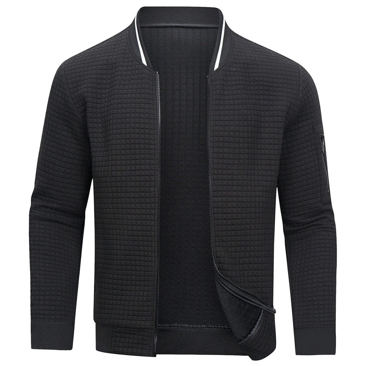 heren zip-up trui met rits in zwart