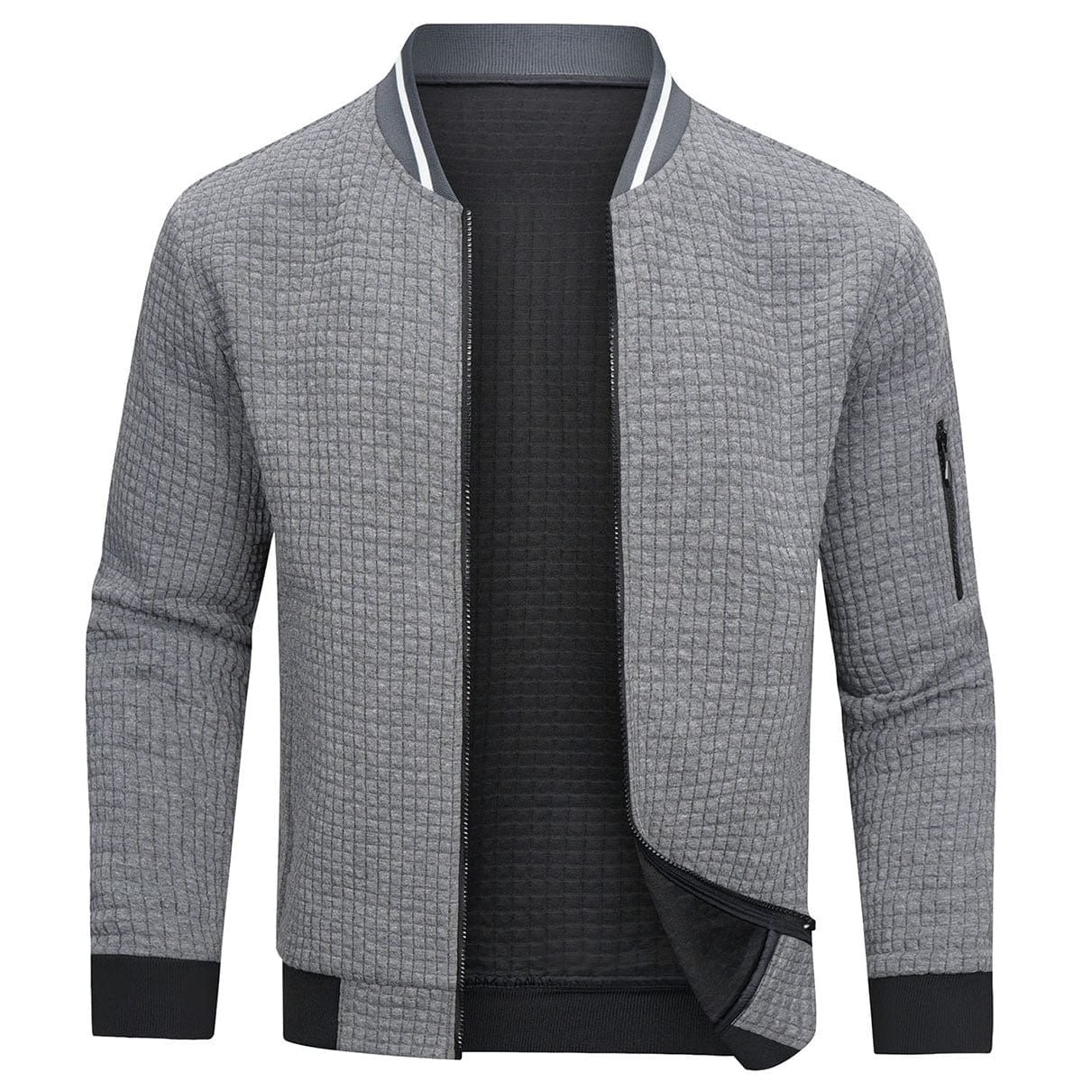 heren zip-up trui met rits in grijs