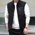 heren zip-up vest met afneembare kraag zwart
