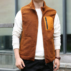heren zip-up vest met afneembare kraag Geel