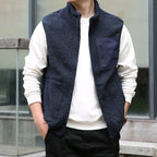 heren zip-up vest met afneembare kraag Donkerblauw