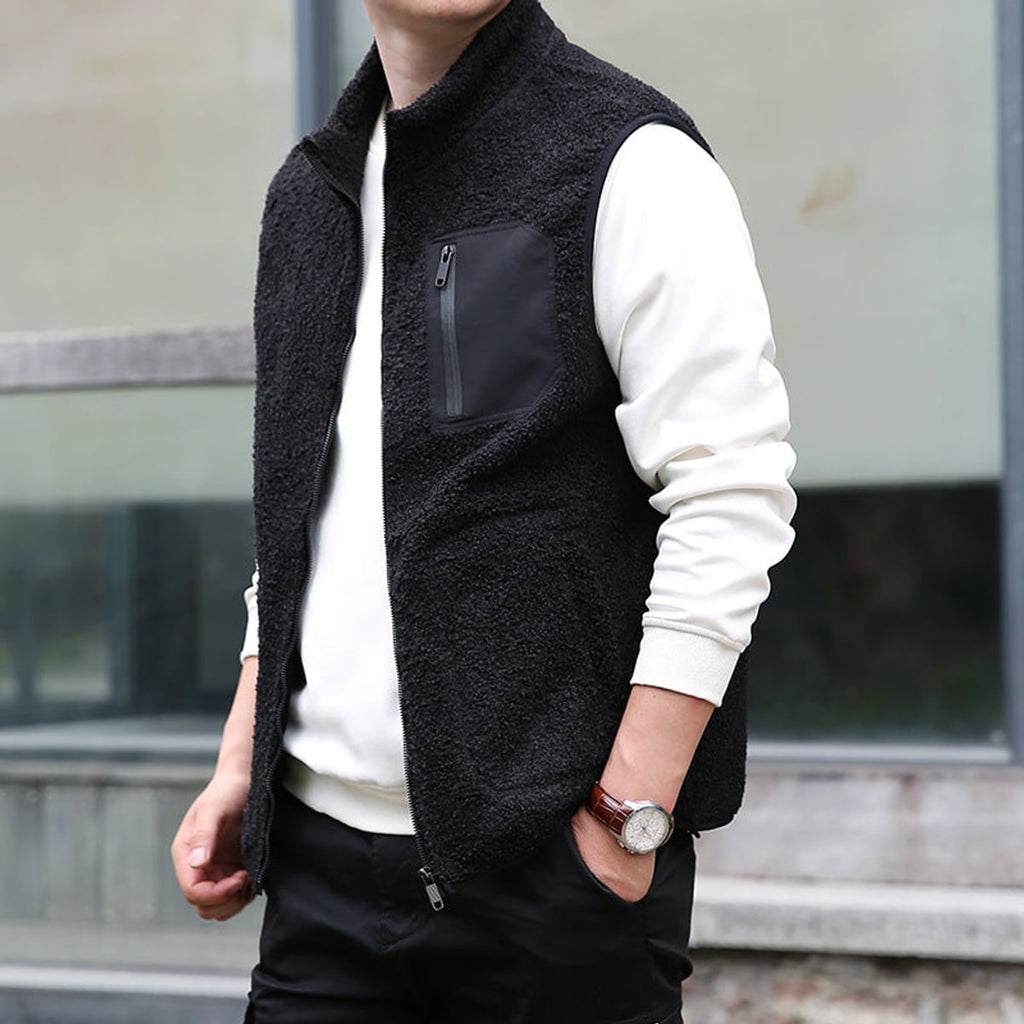 heren zip-up vest met afneembare kraag
