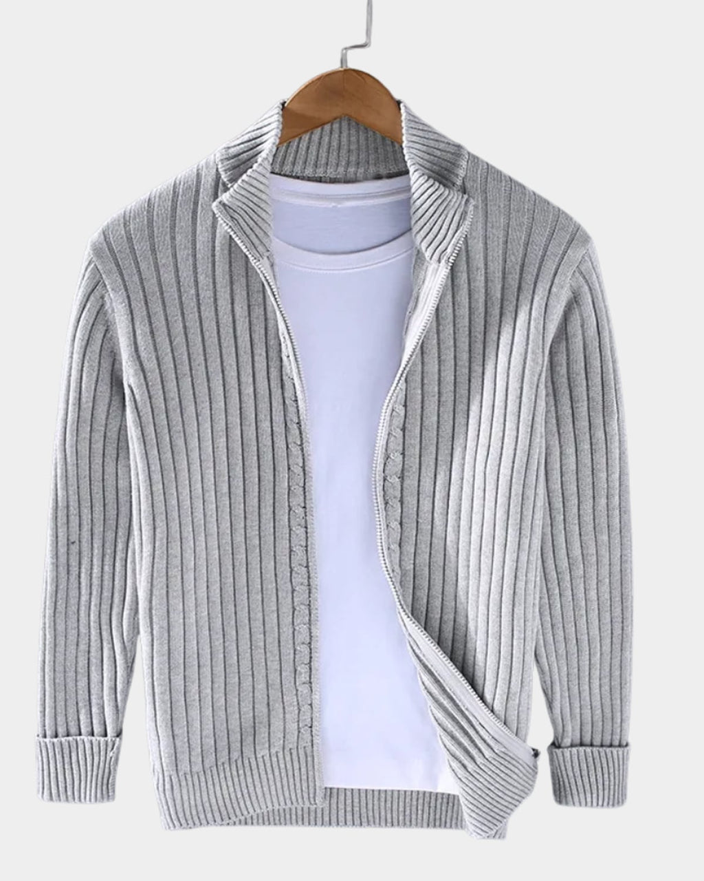 heren zip-up vest met staande kraag in lichtgrijs