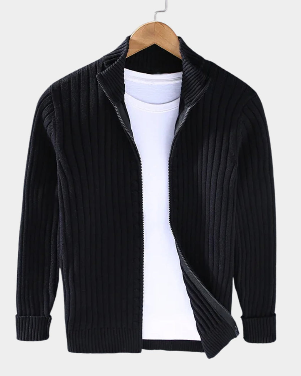 heren zip-up vest met staande kraag in zwart