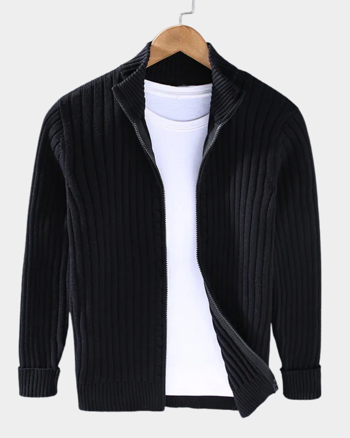 heren zip-up vest met staande kraag in zwart