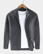 heren zip-up vest met staande kraag in donkergrijs
