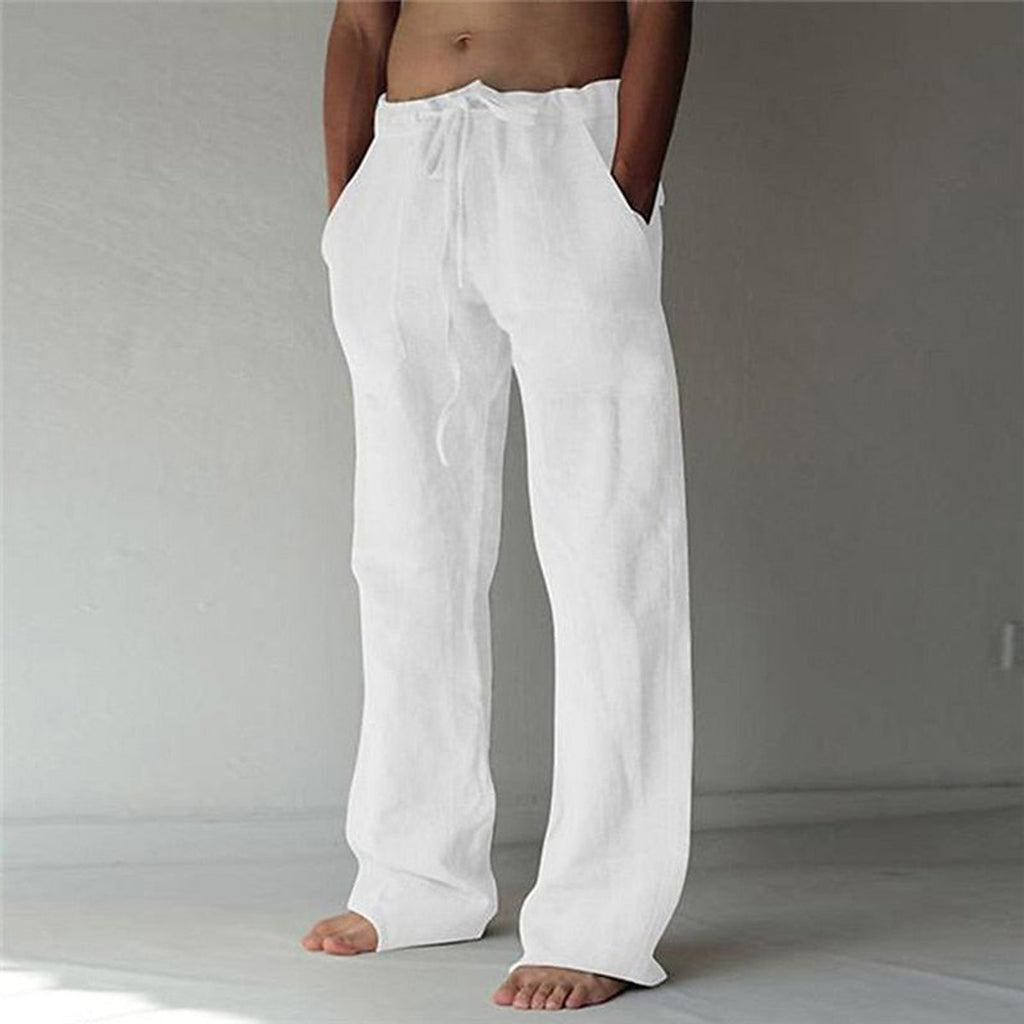 linnen broek heren relaxed in wit voor heren