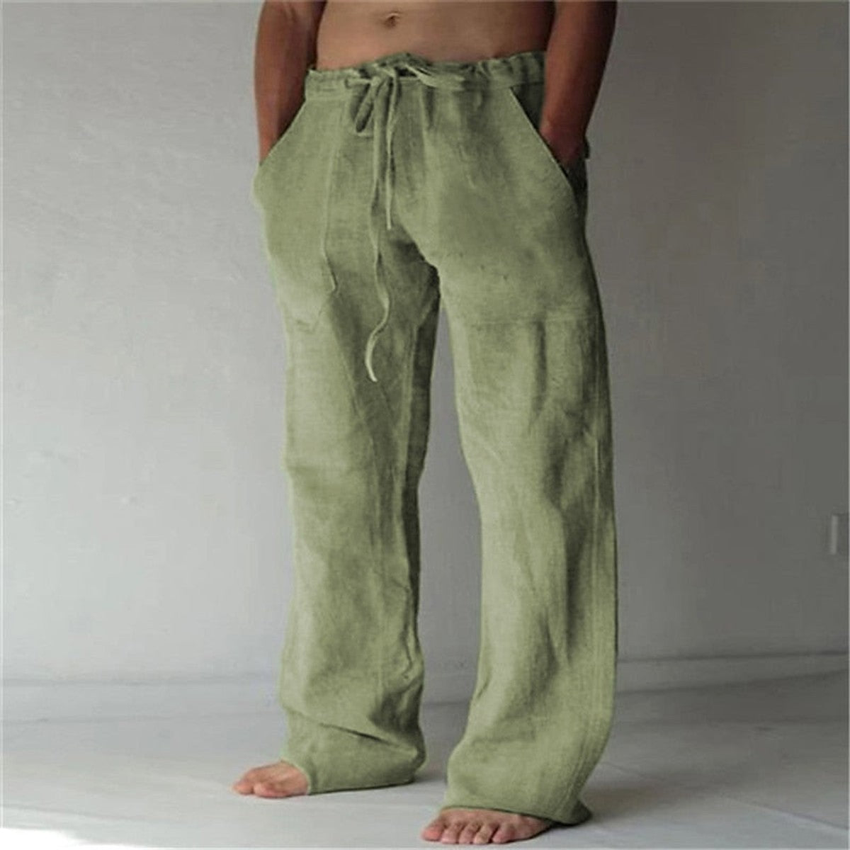 linnen broek heren relaxed in wit voor heren