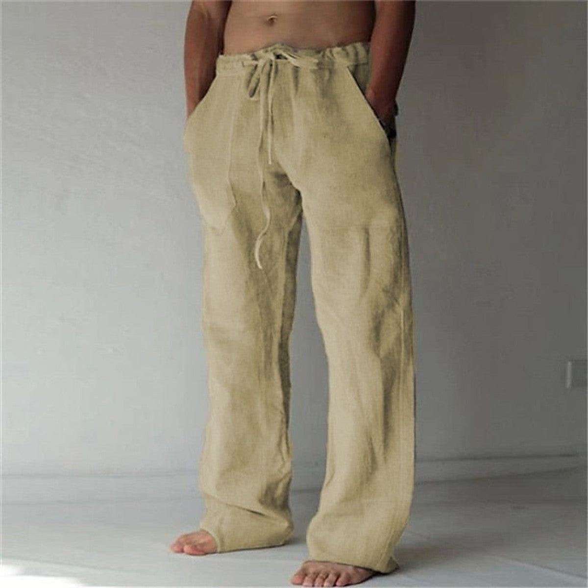 linnen broek heren relaxed in wit voor heren