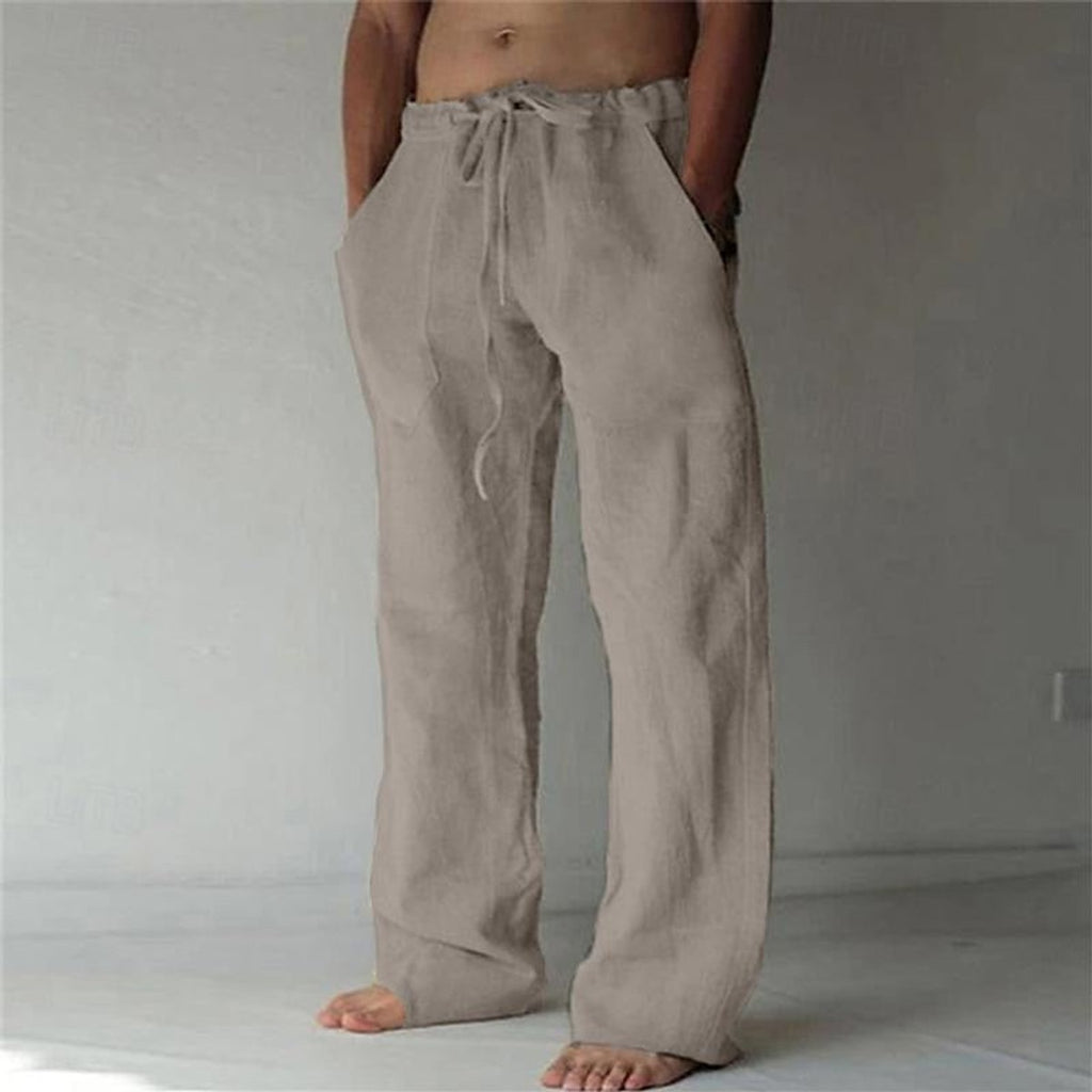linnen broek heren relaxed in wit voor heren