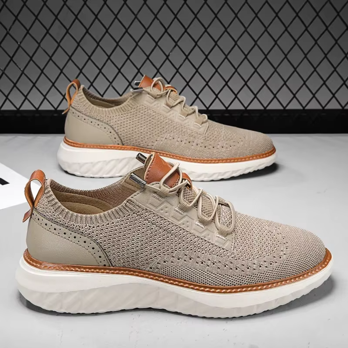 mesh sneakers heren oxford in khaki voor heren