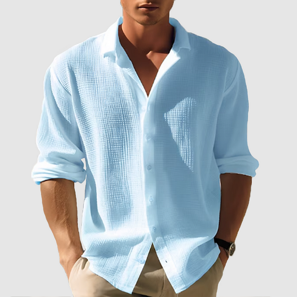overhemd heren button-down slim in blauw voor heren