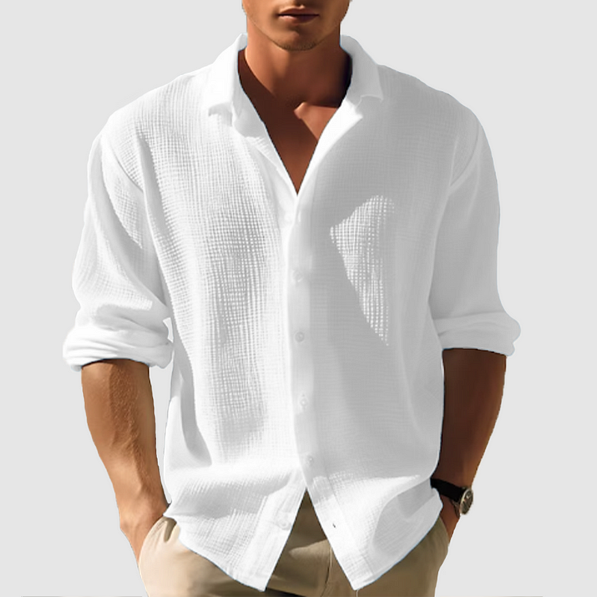 overhemd heren button-down slim in wit voor heren