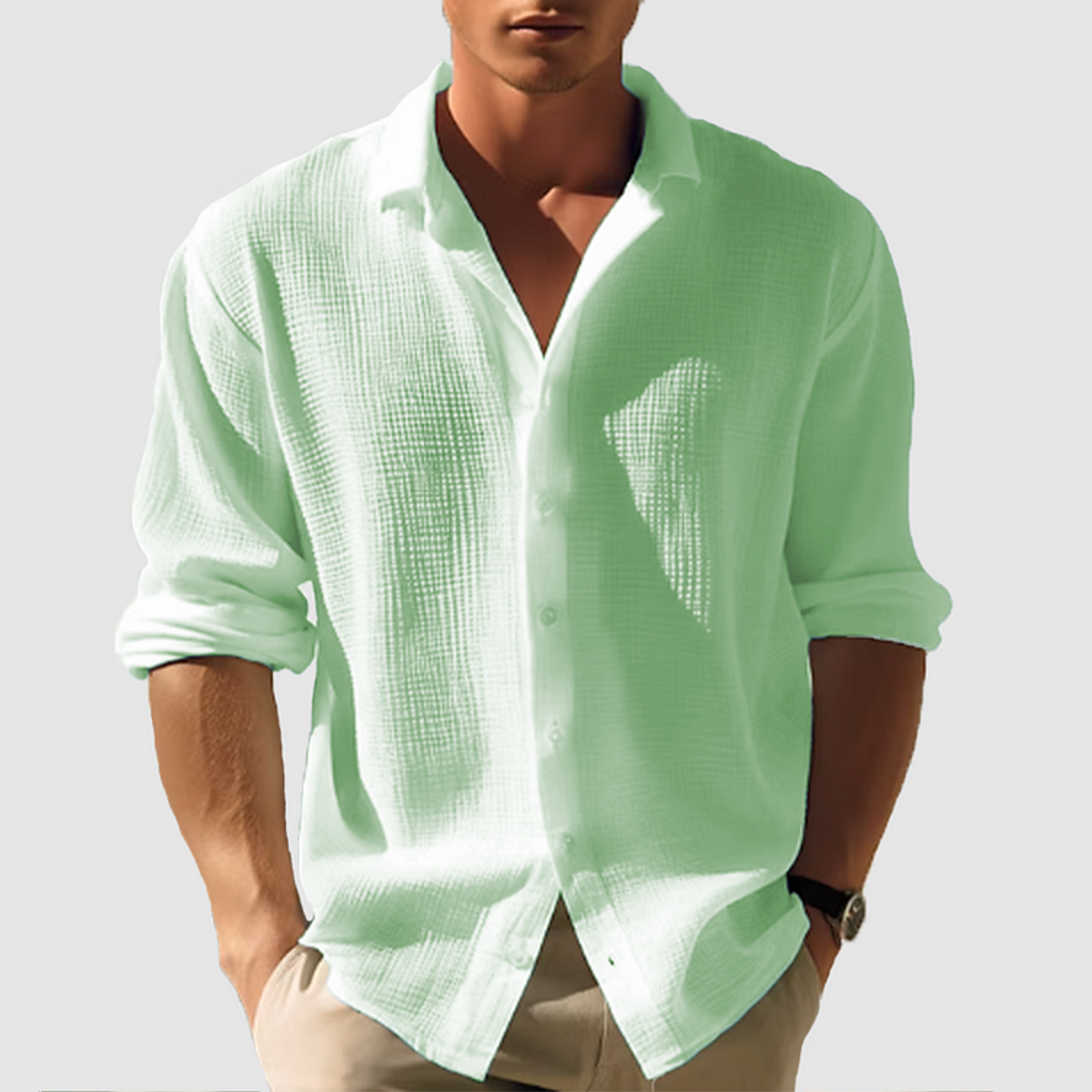 overhemd heren button-down slim in groen voor heren