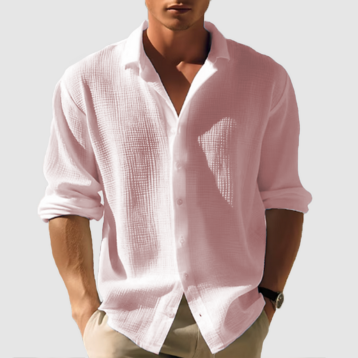 overhemd heren button-down slim in roze voor heren