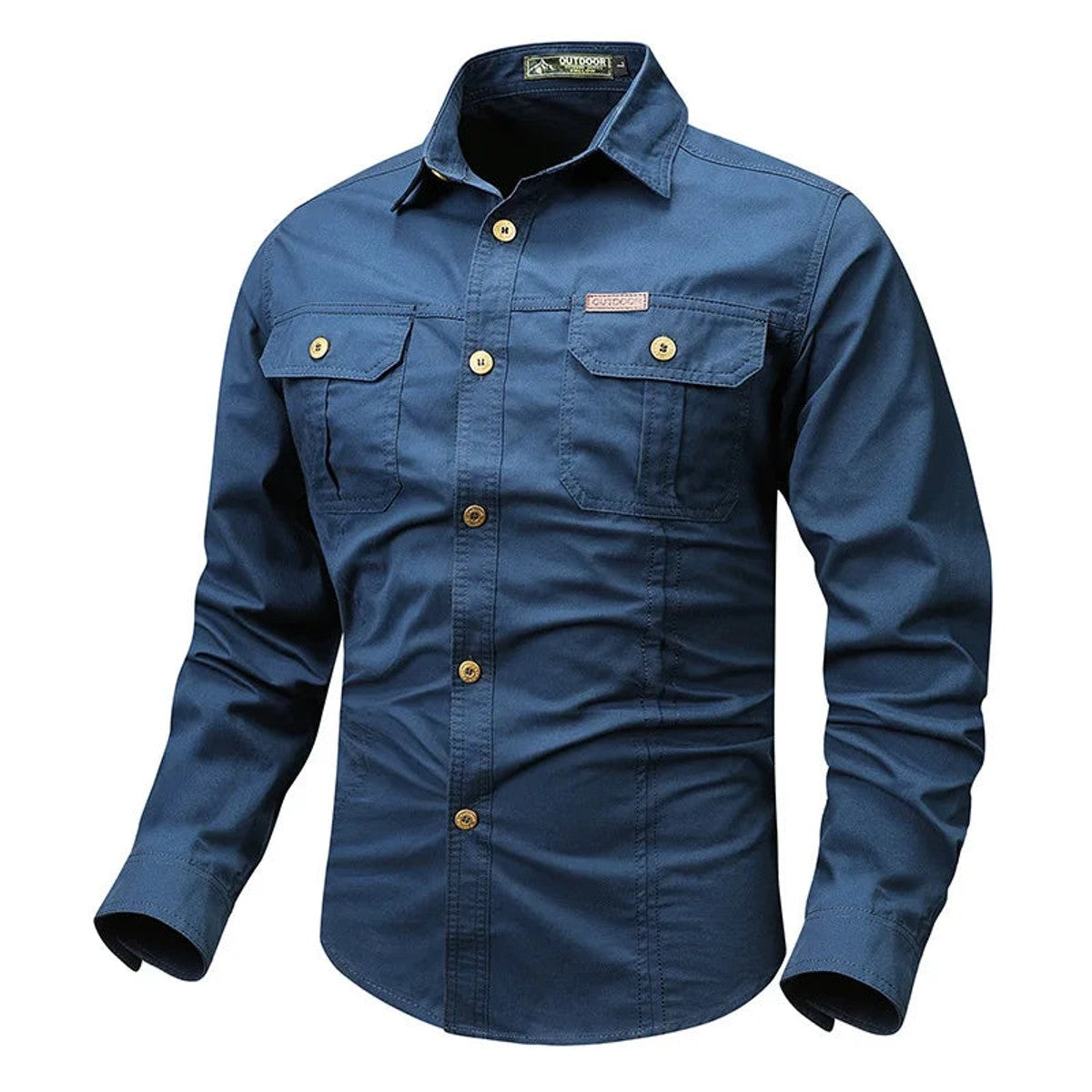 overhemd heren klassiek gestructureerd in blauw voor heren