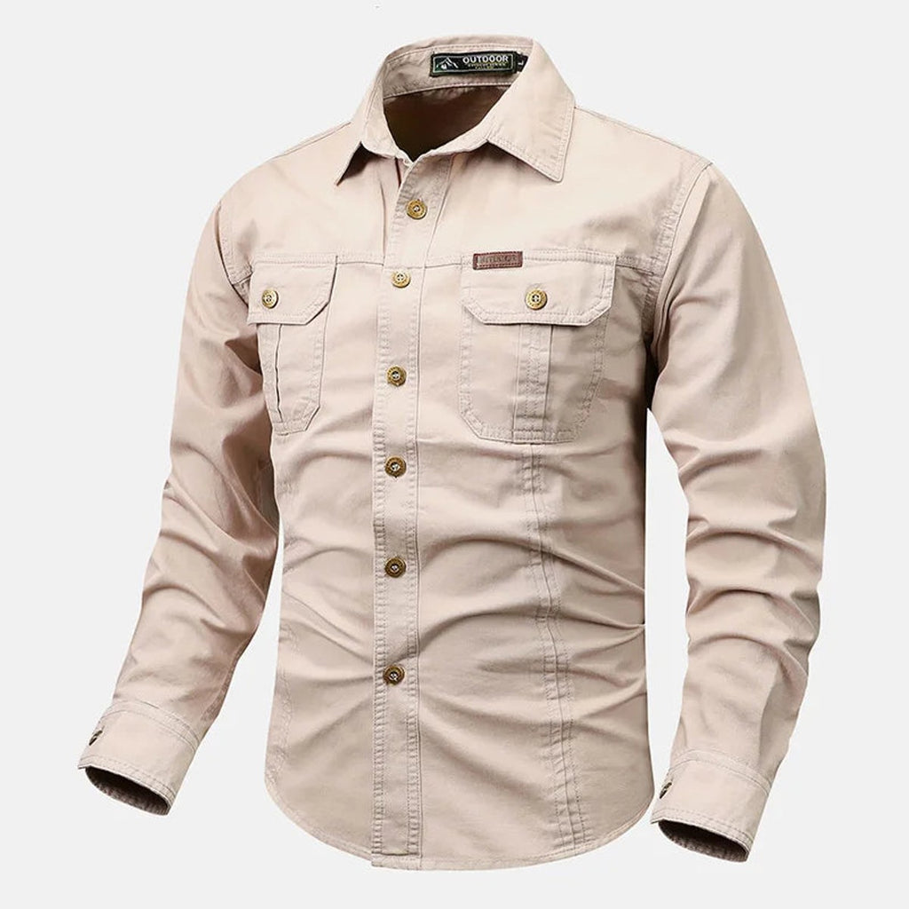 overhemd heren klassiek gestructureerd in beige voor heren