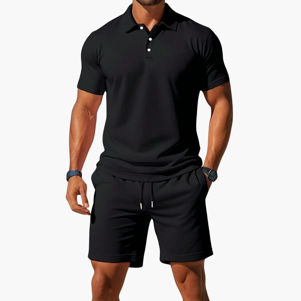 polo set heren casual in zwart voor heren