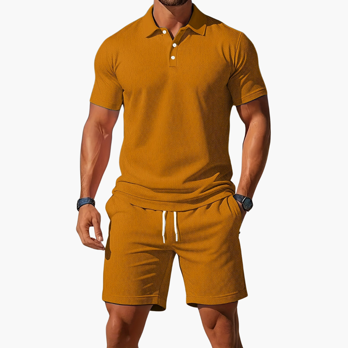polo set heren casual in khaki voor heren