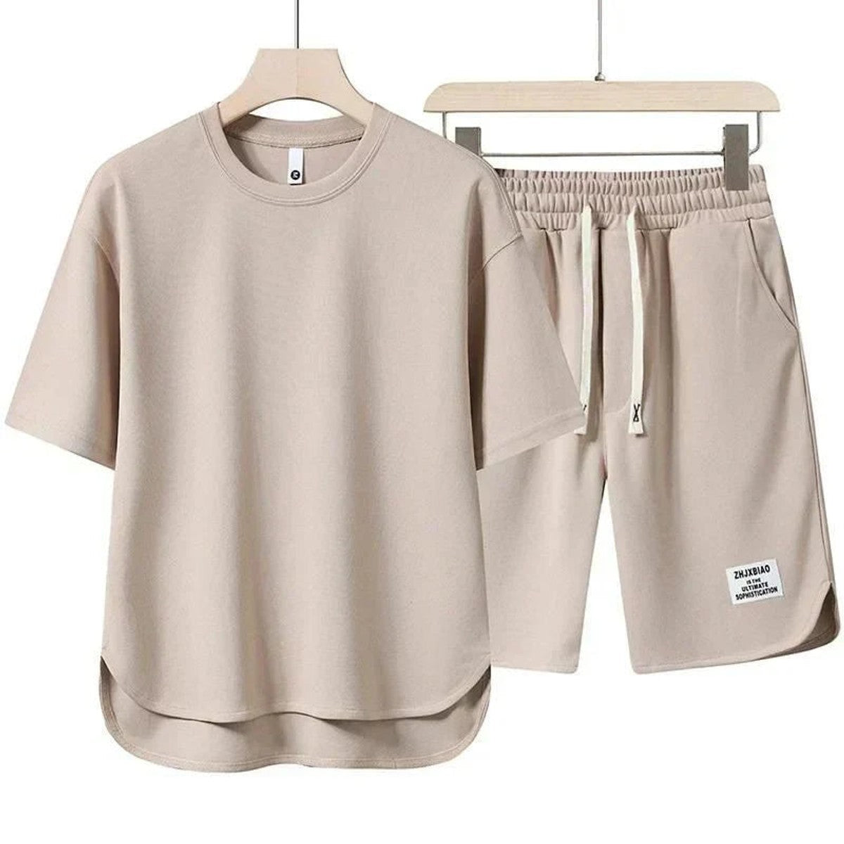 t-shirt shortset heren casual in beige voor heren