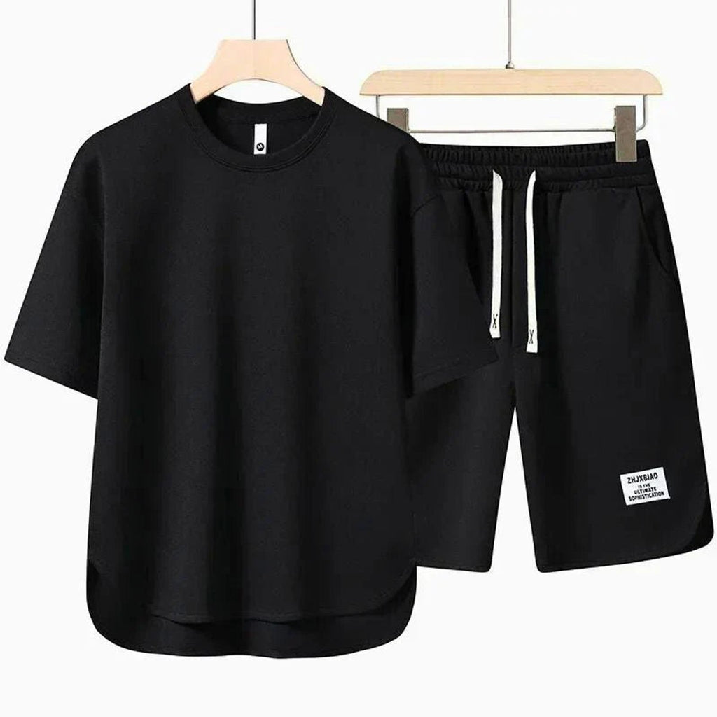 t-shirt shortset heren casual in zwart voor heren