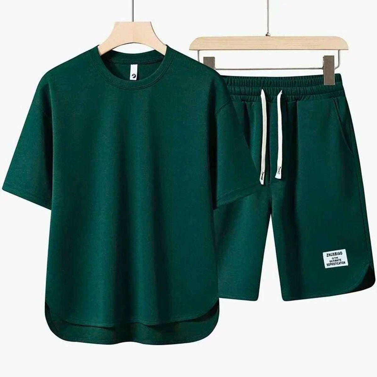 t-shirt shortset heren casual in groen voor heren