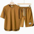 t-shirt shortset heren casual in bruin voor heren