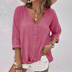 v-hals top dames casual in khaki voor dames