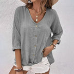 v-hals top dames casual in khaki voor dames
