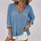v-hals top dames casual in khaki voor dames